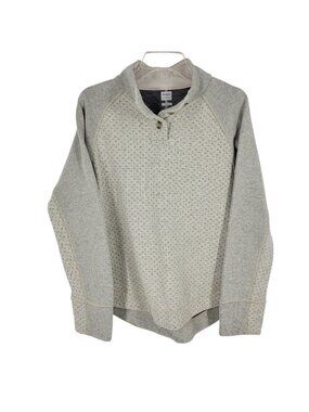 prAna Frozen Falls Sweater Oatmeal Knit Henley Cozy Textured Pullover Outdoor L